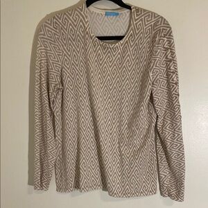 J. McLaughlin Womens Geometric Patterned Long Sleeve Pullover Sweater size Large